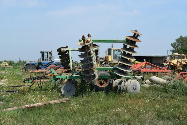 Erpice Del Disco Macchine Agricole Lavorazione Del Suolo Campo — Foto Stock