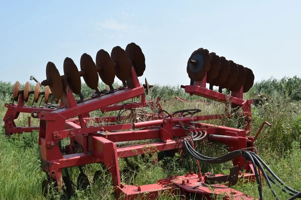 Disk Harrow Agricultural Machinery Processing Soil Field — Stock Photo, Image