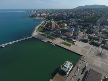 Top view of the marina and quay of Novorossiysk clipart