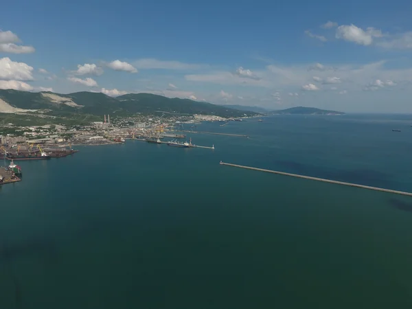 Bay Tsemess Iyi Görünümü Uluslararası Deniz Bağlantı Noktası Novorossiysk Mol — Stok fotoğraf