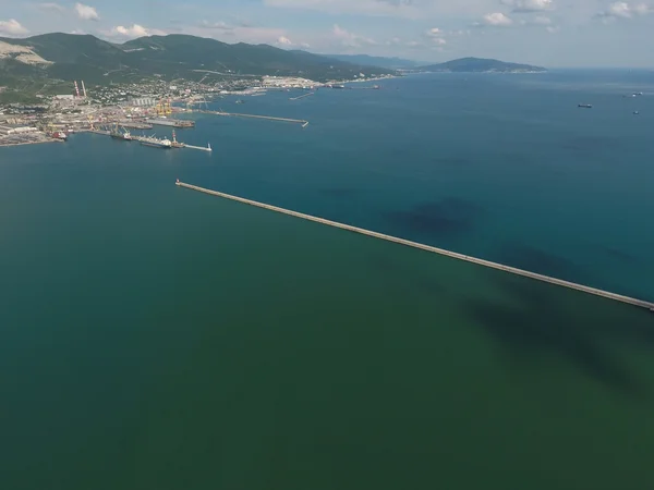 Bay Tsemess Iyi Görünümü Uluslararası Deniz Bağlantı Noktası Novorossiysk Mol — Stok fotoğraf