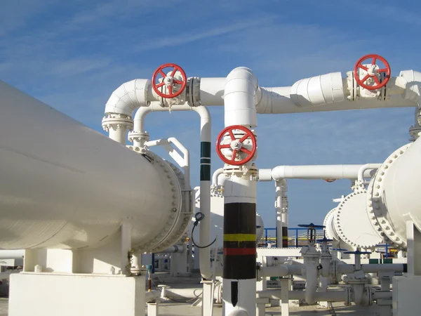 Intercambiadores Calor Una Refinería Equipo Para Refino Petróleo — Foto de Stock