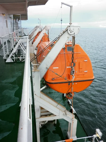 Reddingsboot Het Industriële Bord Weergave Schip Dekrand Ter Plaatse — Stockfoto