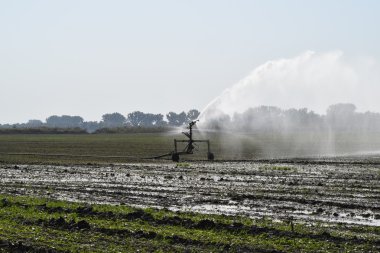 Otomatik sahada sulama için ekipman. Yangın izler ve alan sulama döner.