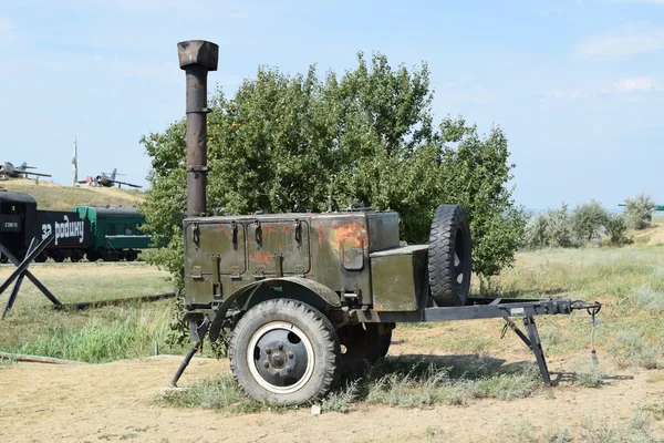 Rimorchio Con Attrezzatura Cucina Campo Cucina Del Soldato Combattimento — Foto Stock