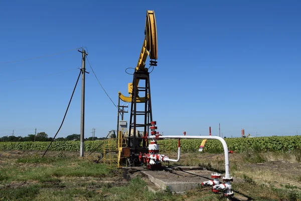 Pumpa enhet som oljepumpen installerat på en väl — Stockfoto
