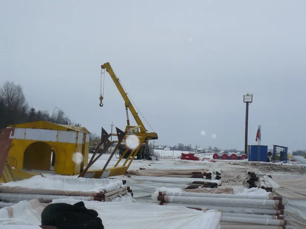 石油と天然ガスのパイプラインの建設 産業機器 — ストック写真