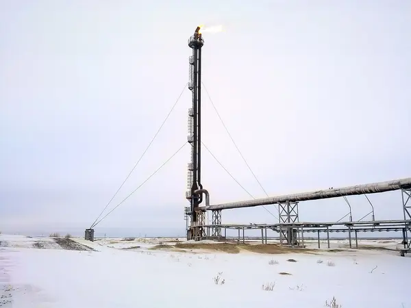 System Torch Oil Field Area Flare System — Stock Photo, Image