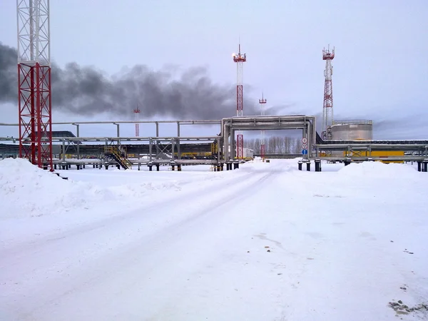 Pól Naftowych Sprzęt Rzemiosła Zachodniej Syberii Wzory Żelaza Rury — Zdjęcie stockowe