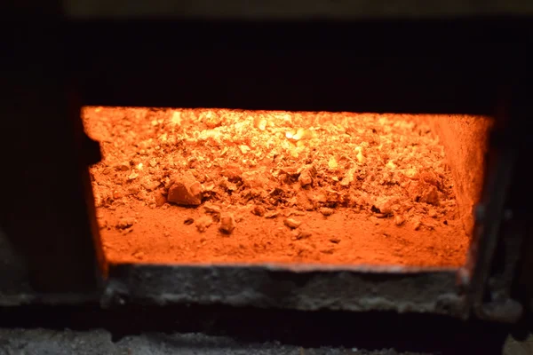 Гаряче Вугілля Плиті Червоний Спалений Шляхом Нагрівання Дерева Частинок — стокове фото