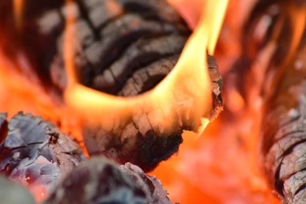 Ζεστά Κάρβουνα Στη Σόμπα Κόκκινο Καίγεται Από Θέρμανση Του Δέντρου — Φωτογραφία Αρχείου