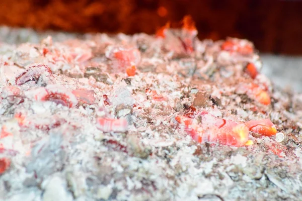 Carbón Caliente Estufa Rojo Quemado Calentando Árbol Partículas —  Fotos de Stock