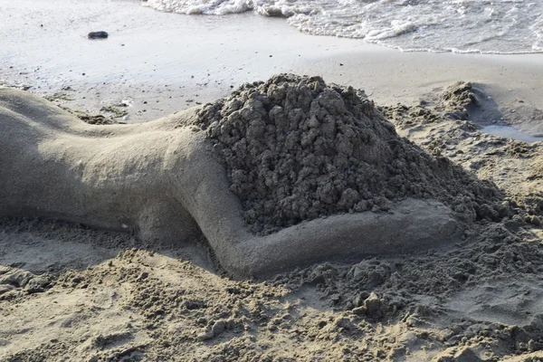 Девушка Песка Любимый Отдых Морском Песке Девушки — стоковое фото
