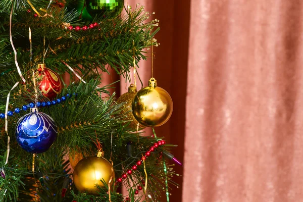 Brinquedos Natal Ornamentos Árvore Natal Ouropel Bolas Brinquedos Decorados Abeto — Fotografia de Stock
