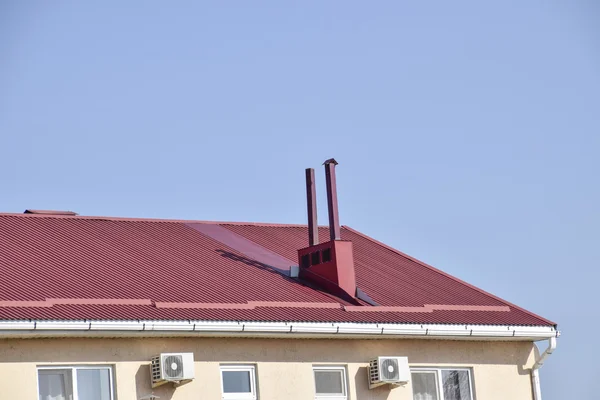 Das Dach Aus Wellblech Überdachung Des Metallprofils Welliger Form — Stockfoto