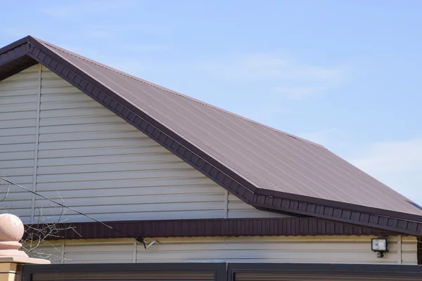 Roof Corrugated Sheet Roofing Metal Profile Wavy Shape — Stock Photo, Image