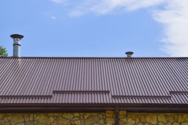 Roof Corrugated Sheet Roofing Metal Profile Wavy Shape — Stock Photo, Image