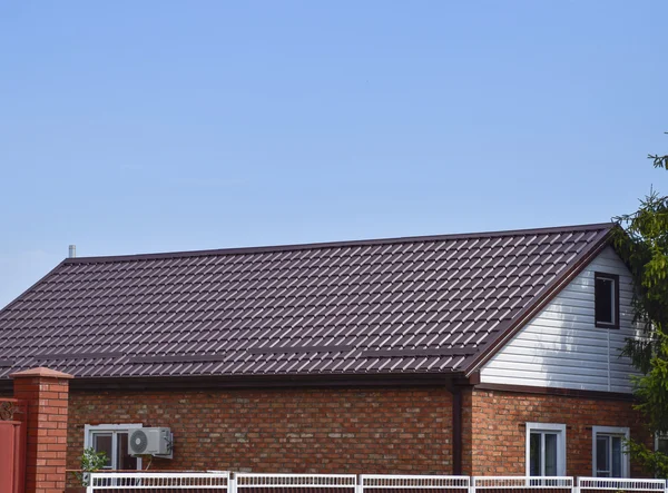 Roof Corrugated Sheet Roofing Metal Profile Wavy Shape — Stock Photo, Image