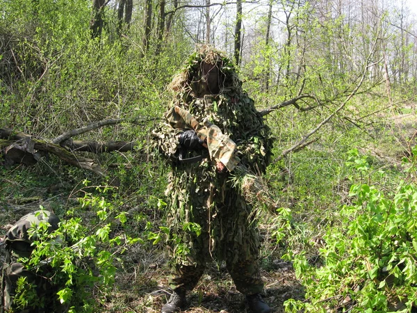 Fighter Särskilda Trupper Träningar Att Genomföra Bränning Praxis Och Bakhåll — Stockfoto