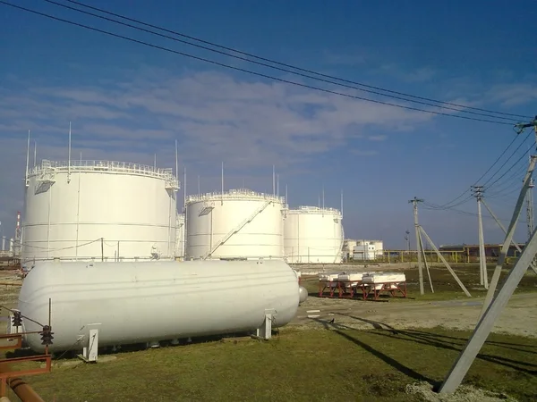 Цистерна Вертикальна Сталь Ємності Зберігання Нафти Бензину Гасу Дизеля Інших — стокове фото