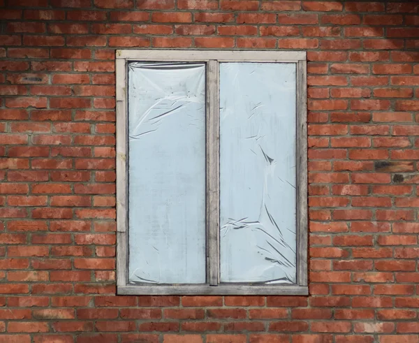 Okno Cihlové Zdi Výstavba Domu — Stock fotografie
