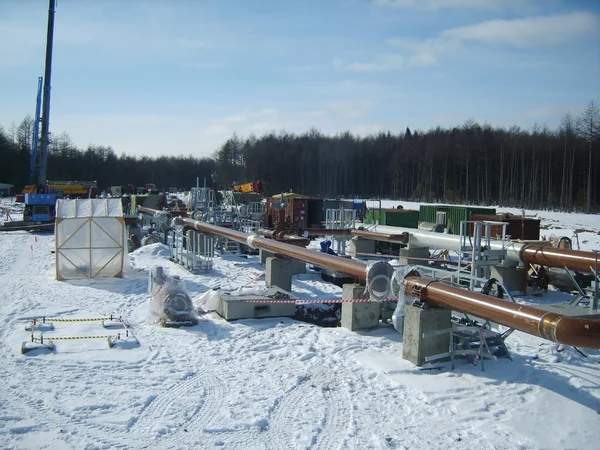 Platform of construction  pipelines — Stock Photo, Image