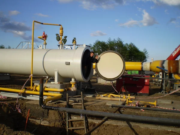 Sakhalin Russia November 2014 Construction Gas Pipeline Ground Transportation Energy — Stock Photo, Image