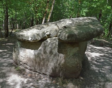 Büyük Shapsug dolmen. Kuban ormanda bir megalytic yapımı.