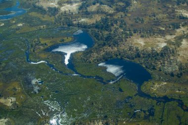 Okavango Deltası yağmur sezonundan sonra hava yoluyla, Botswana, Güney Afrika