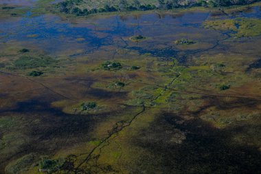 Okavango Deltası yağmur sezonundan sonra hava yoluyla, Botswana, Güney Afrika