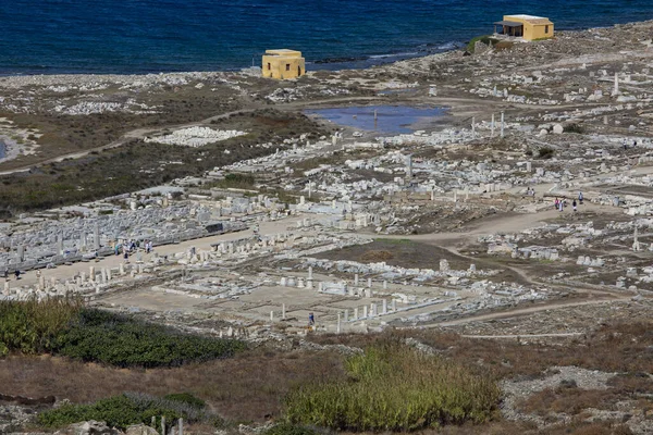 Древний Город Острове Делос Эгейском Море Греция Стоковая Картинка
