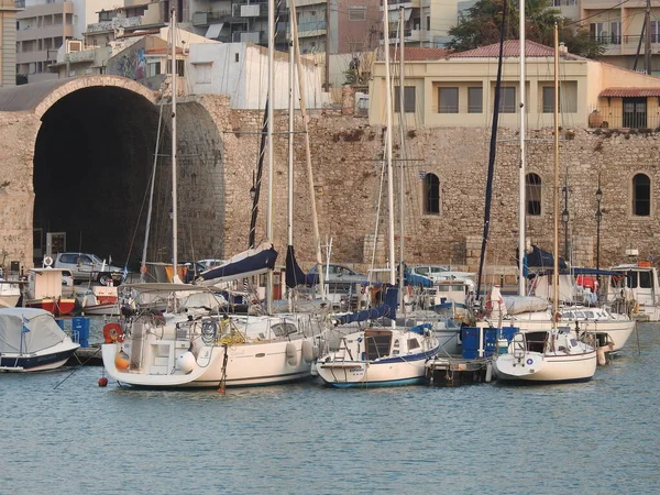 Plachetnice Přístavu Heraklion City Krétě Řecko — Stock fotografie