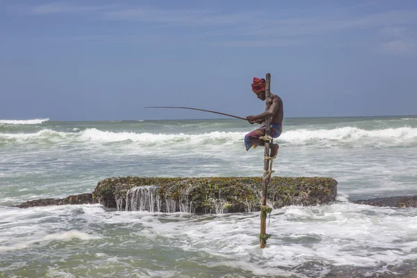 Stilt Fisherman Unawatuna Village South Sri Lanka —  Fotos de Stock