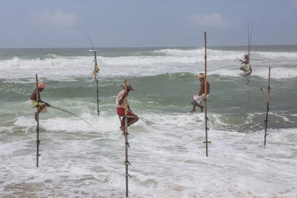 Stilt Fisherman Unawatuna Village South Sri Lanka —  Fotos de Stock
