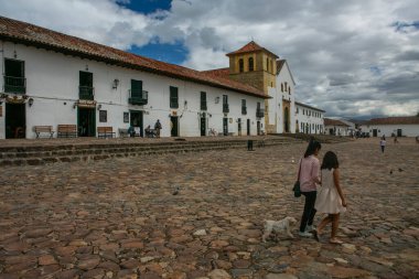 Kolombiya 'daki Villa de Leiva şehrinin ana meydanı.