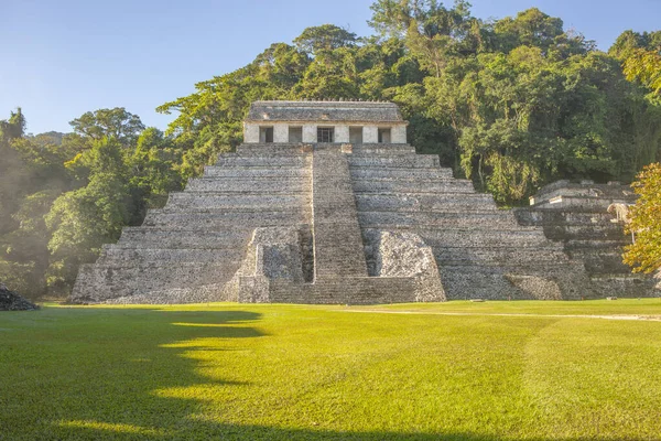 Chrám Písma Starobylém Mayském Městě Palenque Yucatanu Mexiko Stock Fotografie