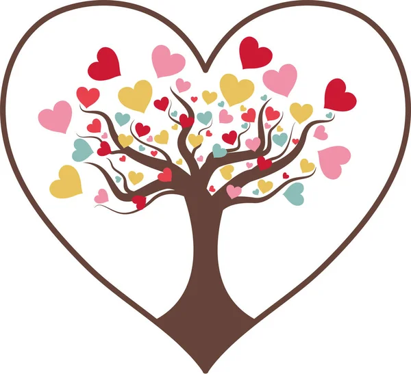 Heart Tree Isolated White Background Valentine Tree Love Heart Valentine — Stock Vector