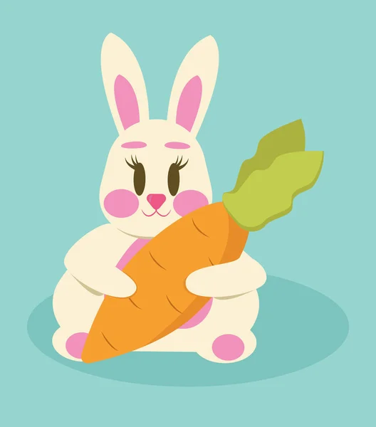 Симпатичный Кролик Морковка Персонаж Мультфильма Логотипом Bunny Logo Плоский Стиль — стоковый вектор