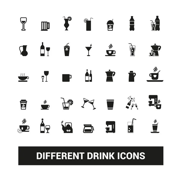 矢量图像 收集不同饮品的精美钮扣 — 图库矢量图片