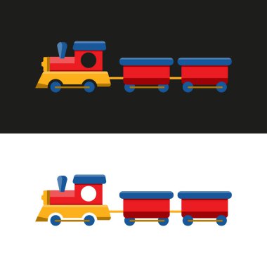 Vektör görüntüsü. Oyuncak tren çiziyorsun. Çocuklar için güzel resim..