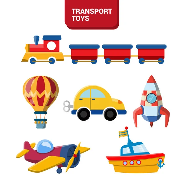 Image Vectorielle Collection Dessins Jouets Pour Enfants Des Jouets Transport — Image vectorielle