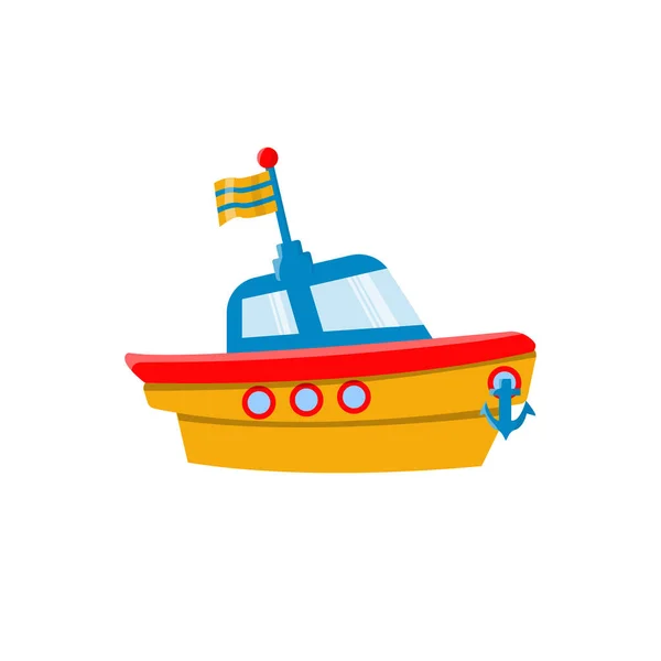 Vector Image Drawing Toy Boat Funny Picture — Stock Vector