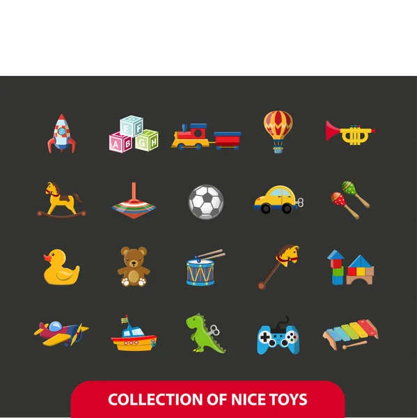 Διανυσματική Εικόνα Χαριτωμένα Διανυσματικά Αντικείμενα Παιδικών Παιχνιδιών Αστείες Εικόνες — Διανυσματικό Αρχείο