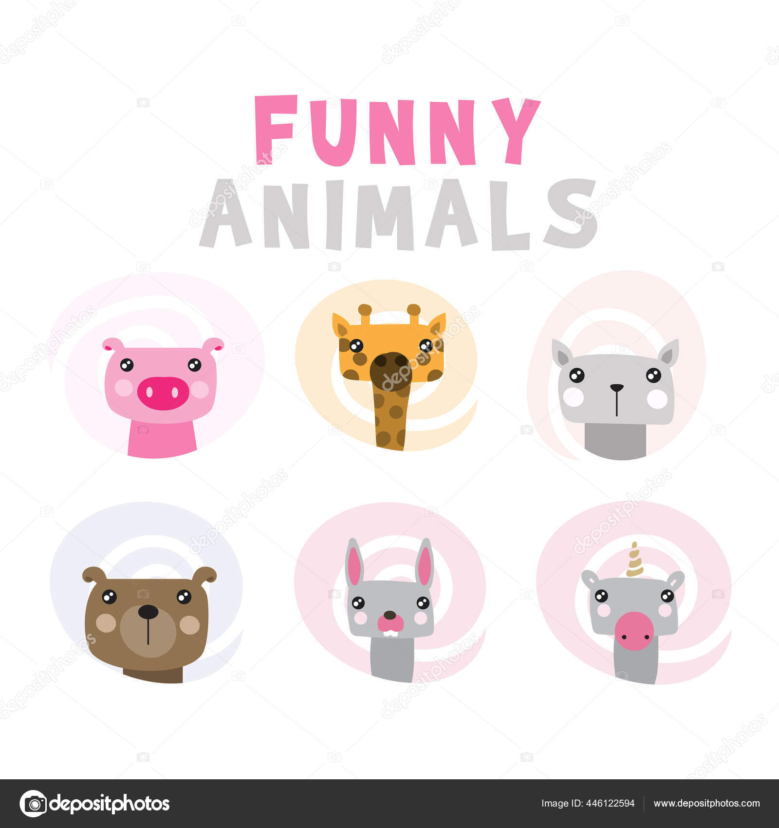 Funny cartoon animals african savannah colorful set illustration Vector Art  Stock Images | Depositphotos
