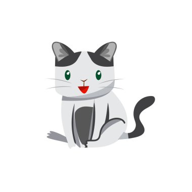 Düzenlenebilir vektör. Tekir kürklü küçük bir kedi yavrusu çiziyor. Sevgili Kedicik.