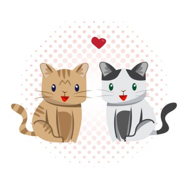 Düzenlenebilir vektör. İki kedi yavrusu tasviri. Güzel bir geçmişi olan kediler..