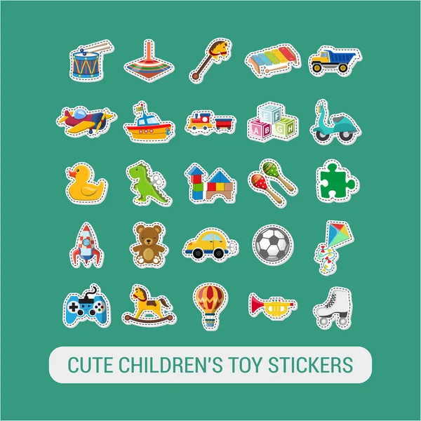 Vectorbeeld Grappige Vectorstickers Schattig Kinderspeelgoed Grappige Beelden — Stockvector