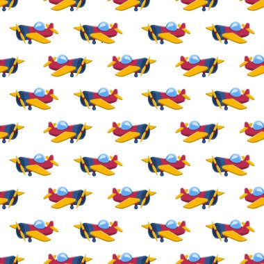 Vektör görüntüsü. Komik bir uçağın kusursuz tekrarlayan deseni.