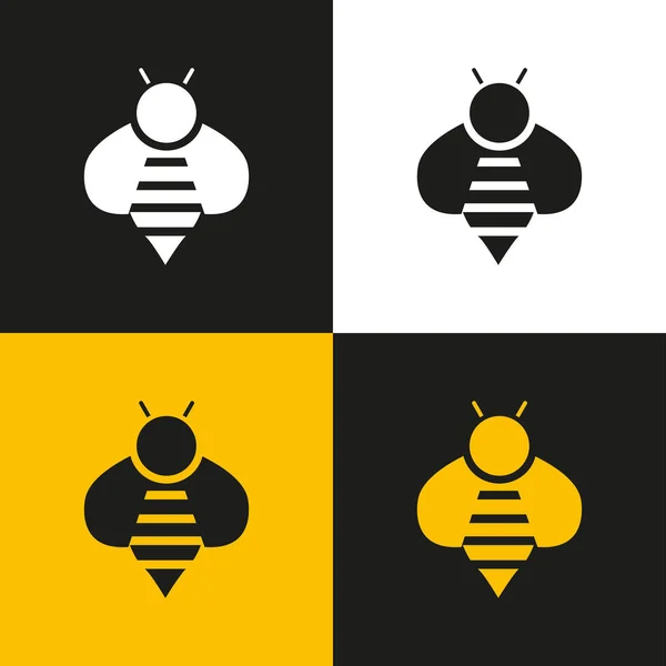 Векторное Изображение Икона Пчелы Изображение Черном Желтом Цвете — стоковый вектор