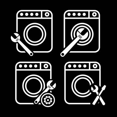 Vektör görüntüsü. Bozuk bir çamaşır makinesinin simgesi.